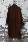 AVIVA JIFEI XUE 24 Autumn and Winter Linen Silk Striped Stand Collar Shirt Dress AJX-FW24-SCSD-ULSS-HPTW Amber Stripes